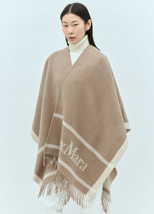 Max Mara Wool Cloak With Fringes Camel max0256019