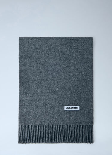 LN-CC® - Jil Sander: Fringed Wool Scarf - Grey Jil Sander Fringed Wool Scarf Grey jil0265011