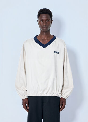 LN-CC® - Miu Miu: Technical Pongé Sweatshirt - Cream Miu Miu Technical Pongé Sweatshirt Cream miu0165010