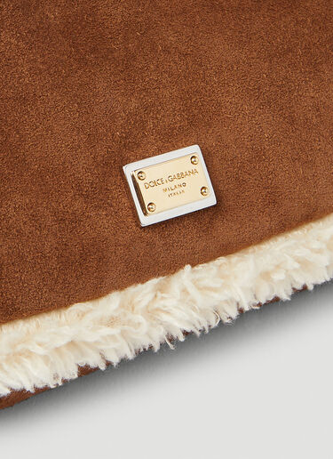Dolce & Gabbana 시실리 스웨이드 스몰 핸드백 브라운 dol0254014