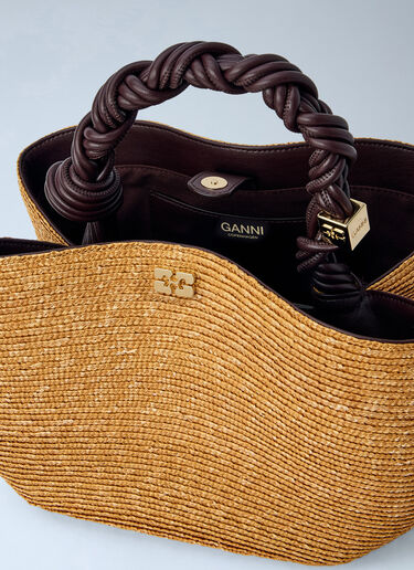 GANNI Bou Small Straw Top Handle Bag Yellow gan0265033