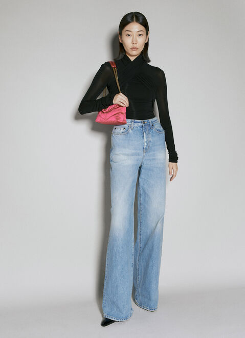 Saint Laurent Semi-Sheer Cross Top Black sla0253002