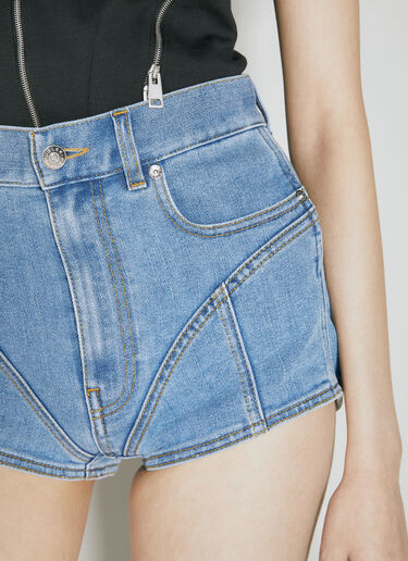 Bi-Material Spiral Shorts Mugler Bi-Material Spiral Shorts Blue mug0254029
