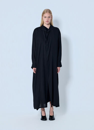 LN-CC® - Yohji Yamamoto: Backside Slit Long Coat - Black Yohji Yamamoto Backside Slit Long Coat Black yoy0264002