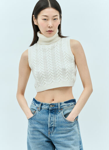 Max Mara Sleeveless Cashmere Crop Top Cream max0255025