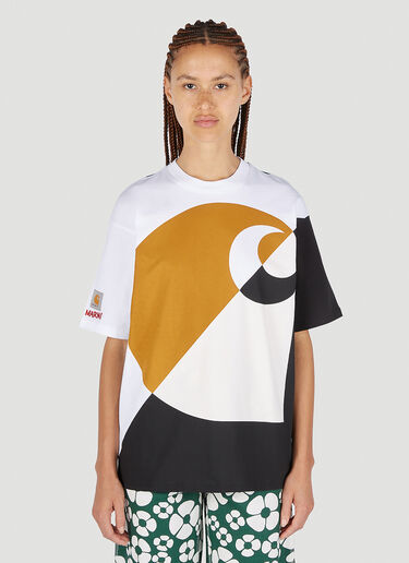 Marni x Carhartt Colour Block Logo T-Shirt White mca0250014