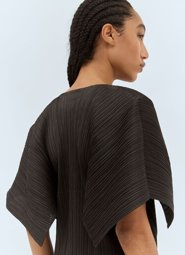 Pleats Please Issey Miyake 캡 슬리브 탑 브라운 plp0258004