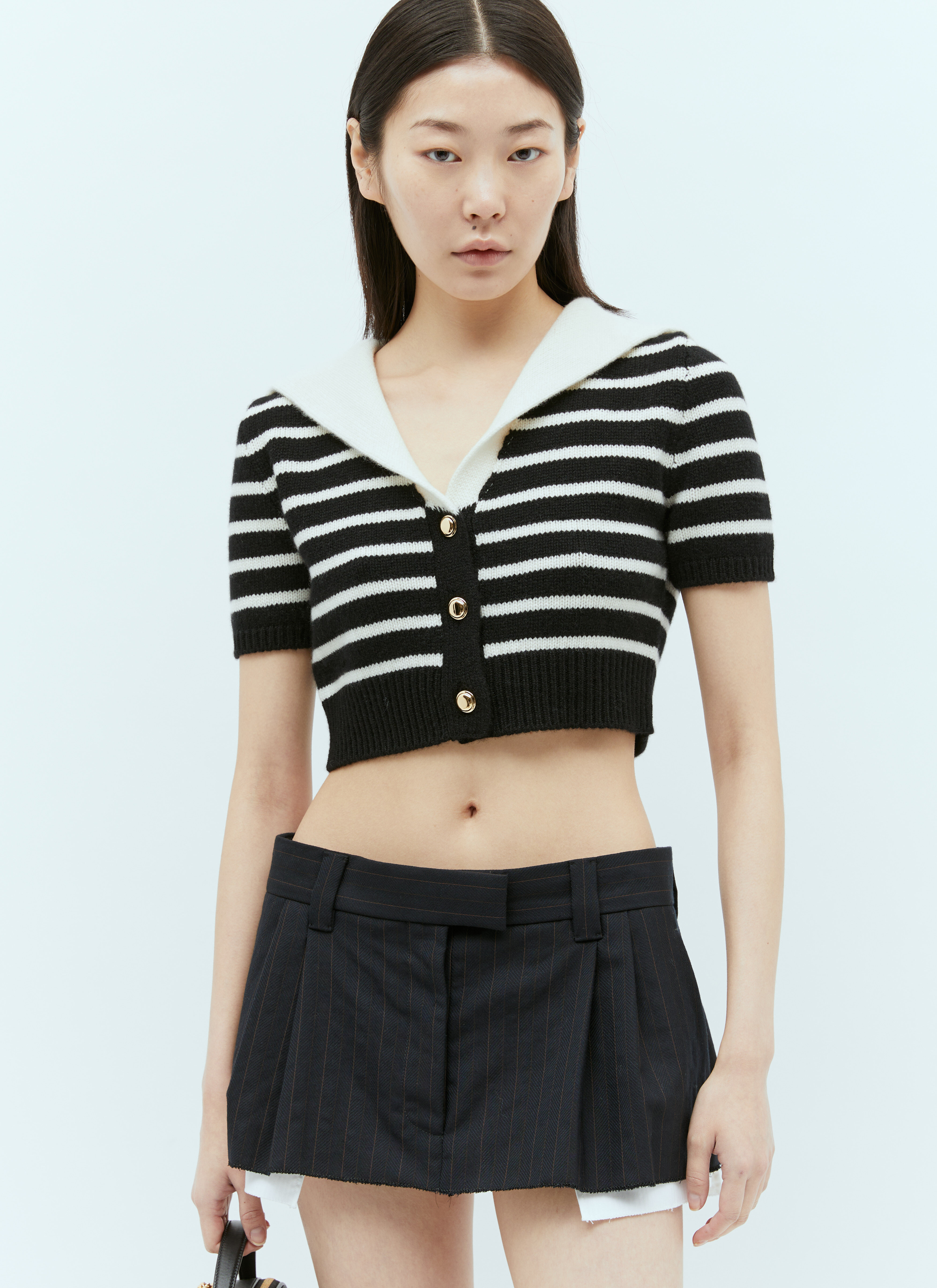 Miu Miu Cashmere Striped Top Khaki miu0256082