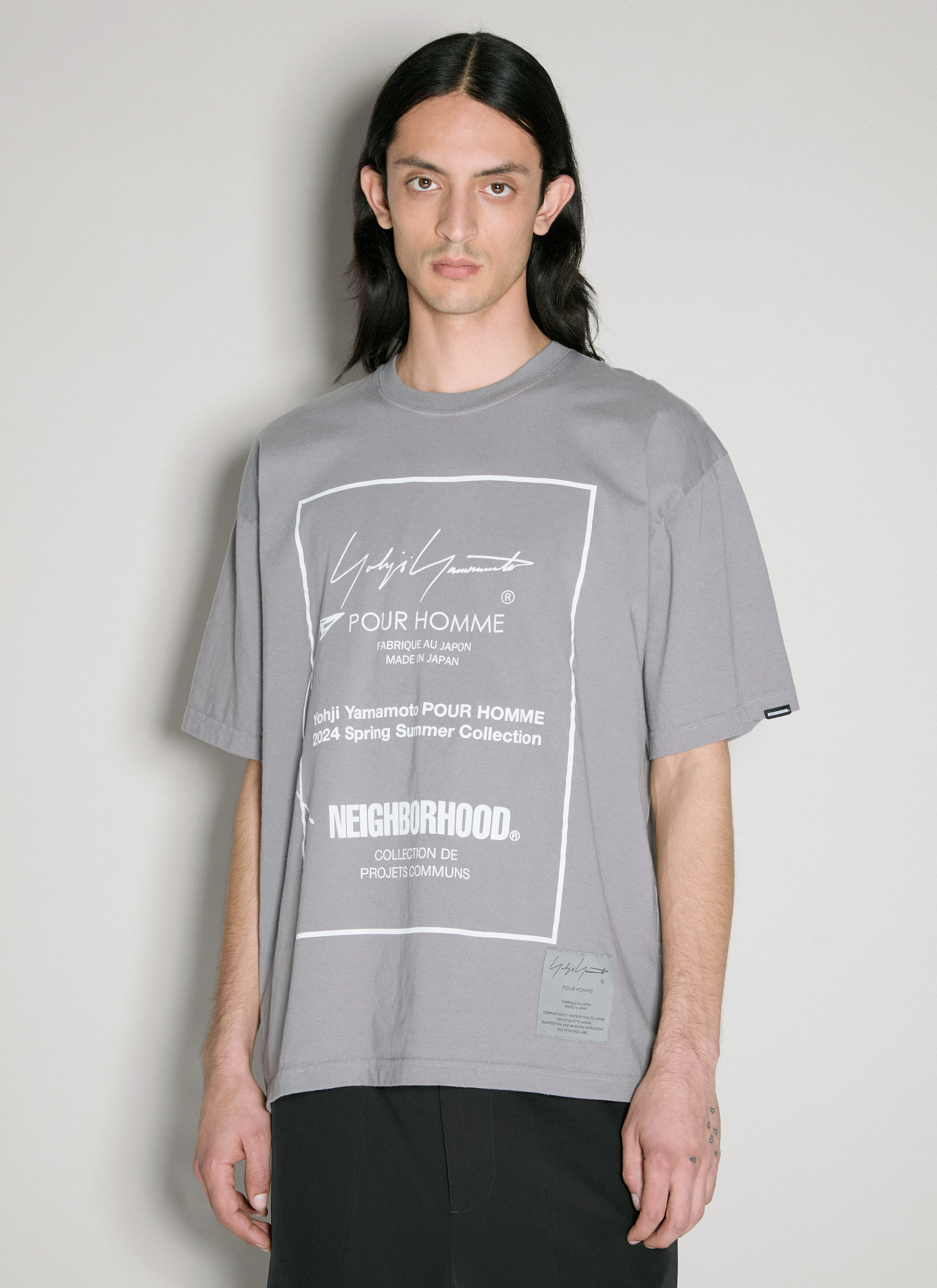 Yohji Yamamoto 로고 프린트 티셔츠  블랙 yoy0156012