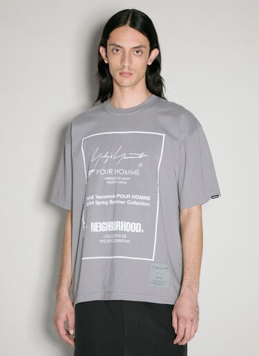 Yohji Yamamoto x Neighborhood ロゴプリントTシャツ  グレー yoy0156020