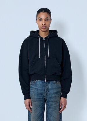 Alexander Wang Zip-Front Hooded Sweatshirt Black awg0264004