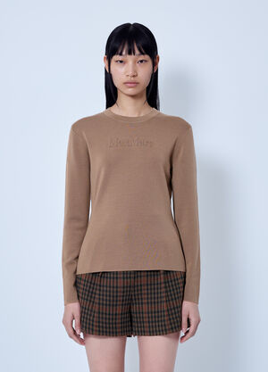 Max Mara Embroidered Logo Knit Sweater Camel max0266048