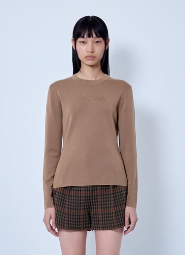 LN-CC® - Max Mara: Embroidered Logo Knit Sweater - Camel Max Mara Embroidered Logo Knit Sweater Camel max0266048