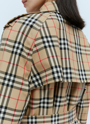 Burberry Check Cotton Gabardine Trench Coat Beige bur0253032