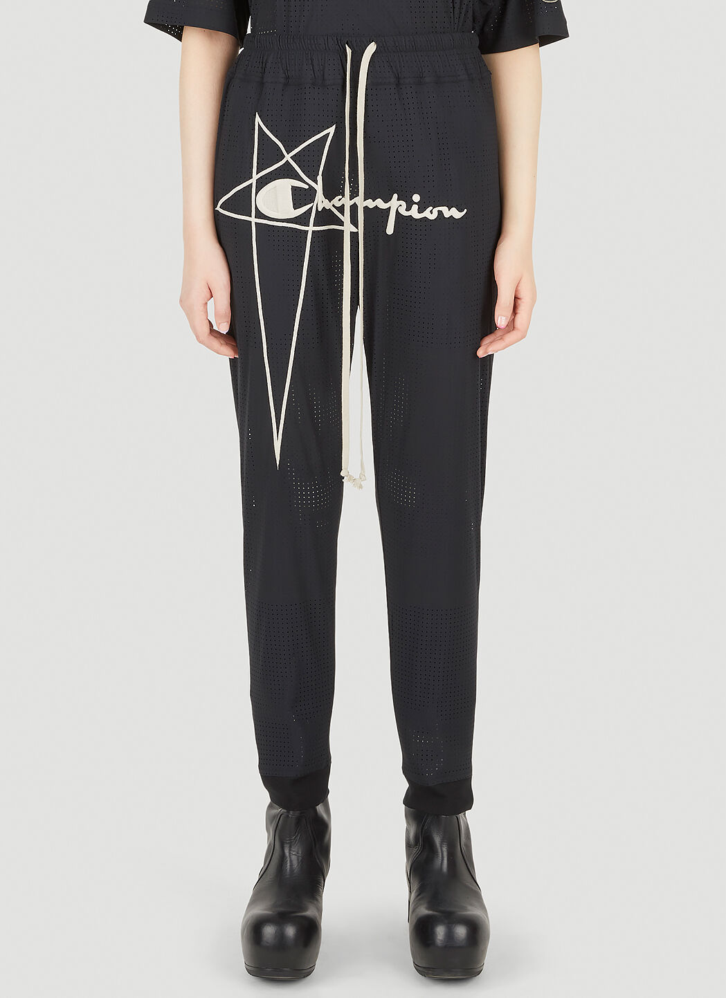 Rick Owens x Champion Embroidered Mesh Track Pants in Black LN CC