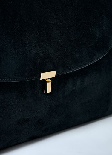 TOTEME T-Lock Suede Satchel Bag Black tot0263072