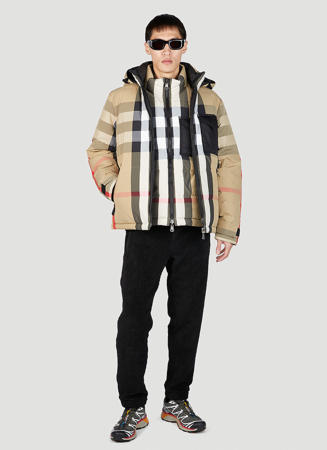 Burberry Signature Check Down Jacket in Beige LN CC