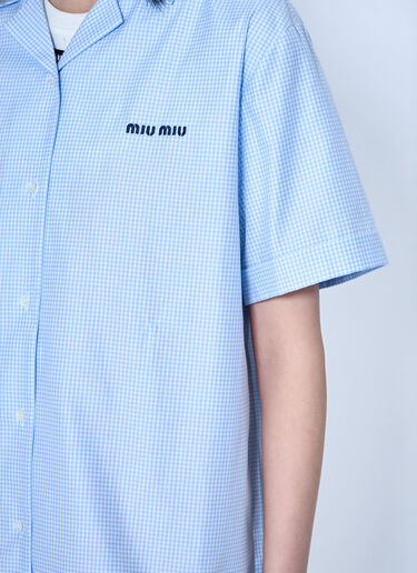 Miu Miu Short-Sleeve Cotton Poplin Shirt Blue miu0265005