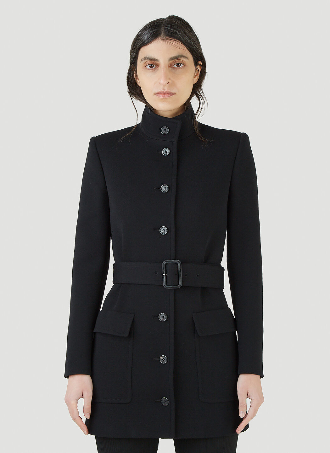 Saint Laurent Long Belted Jacket in Black LN CC