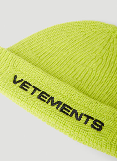 VETEMENTS Logo Beanie Hat Yellow vet0254011