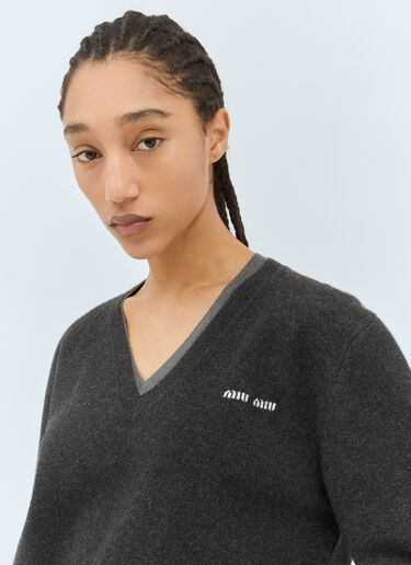 Miu Miu Logo Emboidery Sweater Grey miu0258077