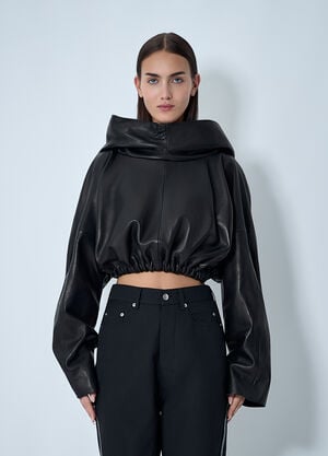 Rick Owens Hooded Leather Top Black ric0262014