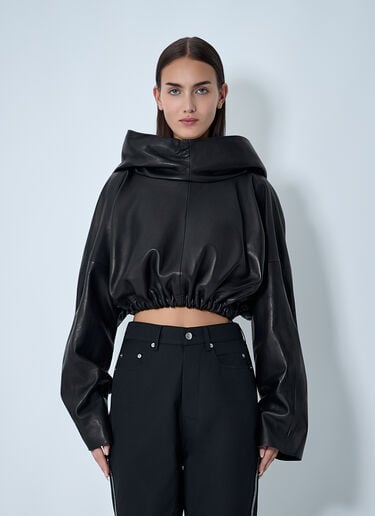 Hooded Leather Top Rick Owens Hooded Leather Top Black ric0262014