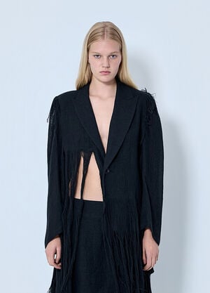 Yohji Yamamoto Frayed Hem Blazer Black yoy0264004