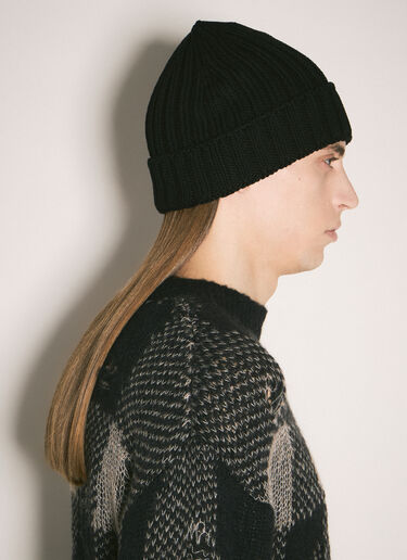 Marni Logo Intarsia Beanie Hat Black mni0159011