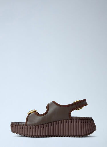 LN-CC® - Chloé: Nama Wedge Sandals - Brown Chloé Nama Wedge Sandals Brown chl0265038