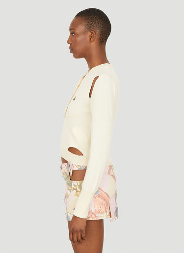 Vivienne Westwood Ripped Long Sleeve Knit Top Cream vvw0252013