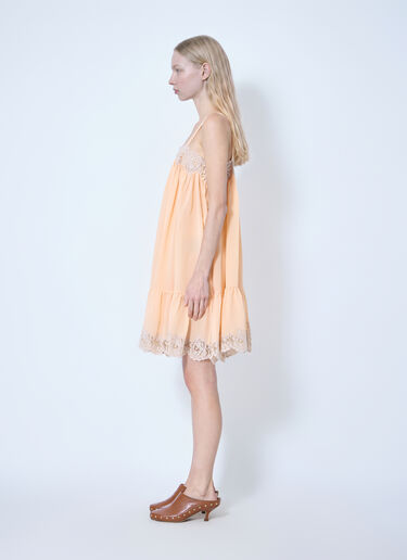 LN-CC® - Chloé: Thin-Strap Mini Dress In Silk Georgette & Lace - Orange Chloé Thin-Strap Mini Dress In Silk Georgette & Lace Orange chl0265005