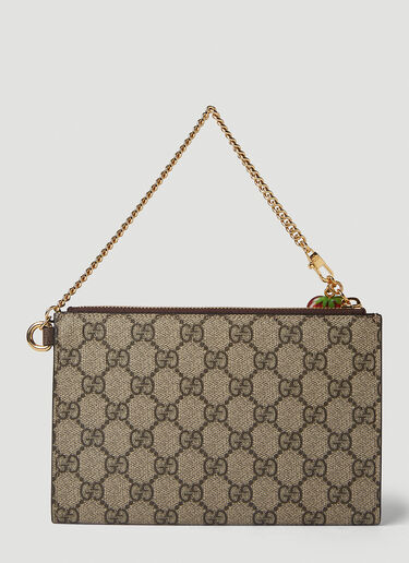 Gucci Double G Strawberry Clutch Bag Brown guc0251133