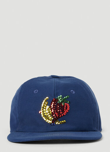 Saint Laurent Embellished Denim Baseball Cap - Women - Blue Hats