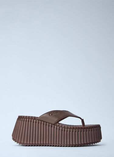 LN-CC® - Chloé: Nama Wedge Sandals - Brown Chloé Nama Wedge Sandals Brown chl0265041