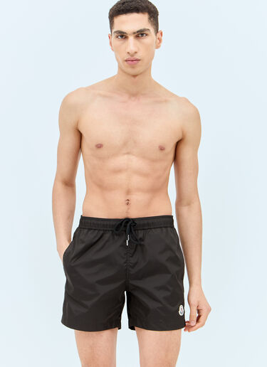 Moncler Logo Patch Swim Shorts Black mon0157047