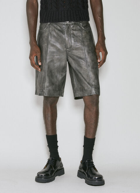 Han Kjøbenhavn Washed Leather Shorts Black han0353001