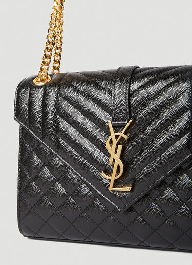 Saint Laurent Envelope Matelassé Medium Shoulder Bag Black sla0249153