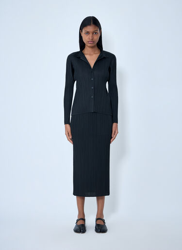Pleats Please Issey Miyake Pleated Button-Down Shirt Black plp0263008
