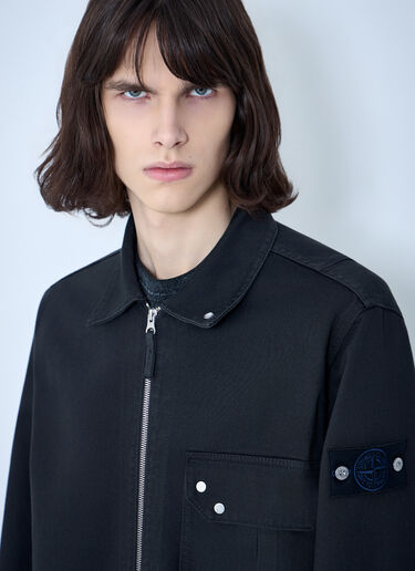 Stone Island Zip-Front Overshirt Black sto0164030