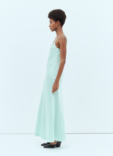 Miu Miu Logo Patch Satin Dress Green miu0257008