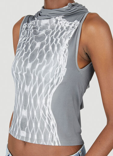 MM6 Maison Margiela Fishnet Print Top Grey mmm0251023