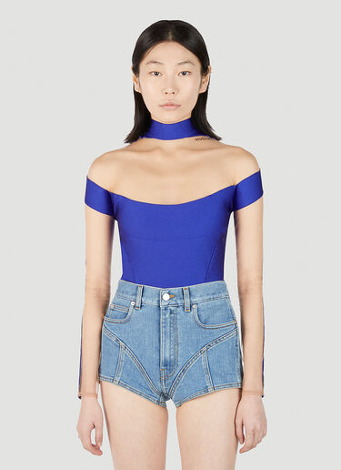 Mugler Cut Out Illusion Bodysuit Blue mug0251041