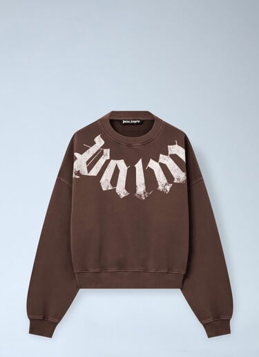 Palm Angels Big Neck Logo Loose Sweatshirt Brown pma0166277