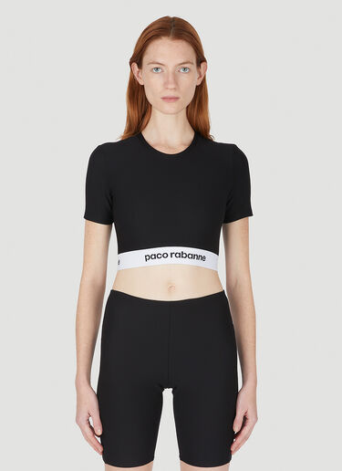 Rabanne Logo Tape Cropped Top Black pac0248006