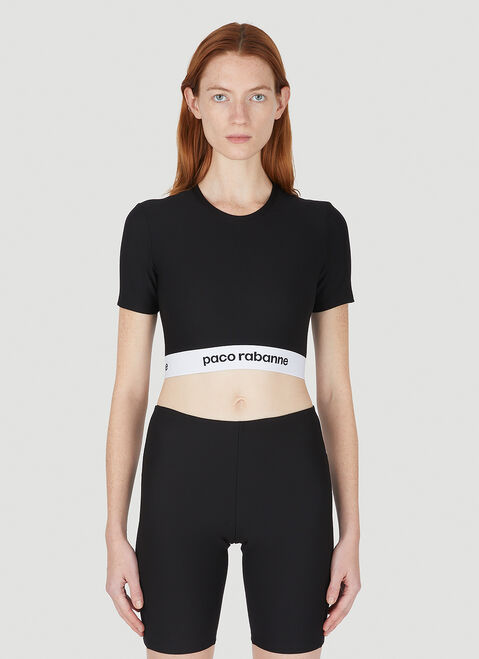 Versace Logo Tape Cropped Top Black vrs0251071
