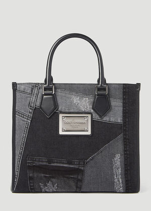 Dolce & Gabbana Small Patchwork Denim Tote Bag Grey dol0156008