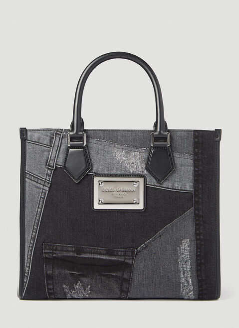 Acne Studios Small Patchwork Denim Tote Bag Blue acn0353010