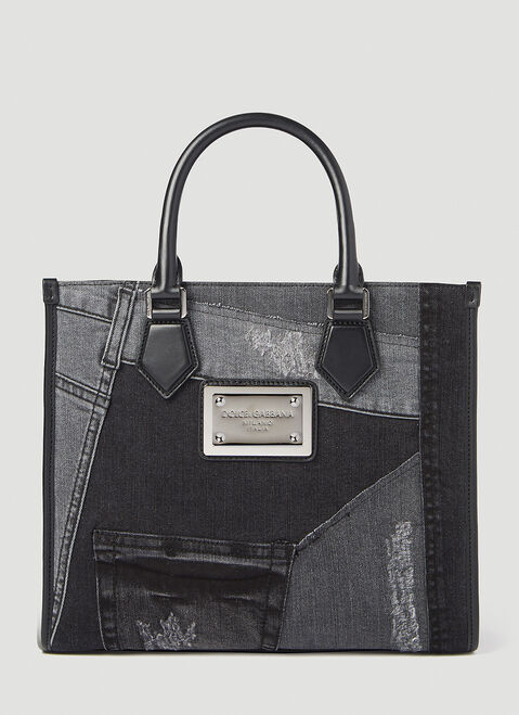 Dolce & Gabbana Small Patchwork Denim Tote Bag Black dol0154004