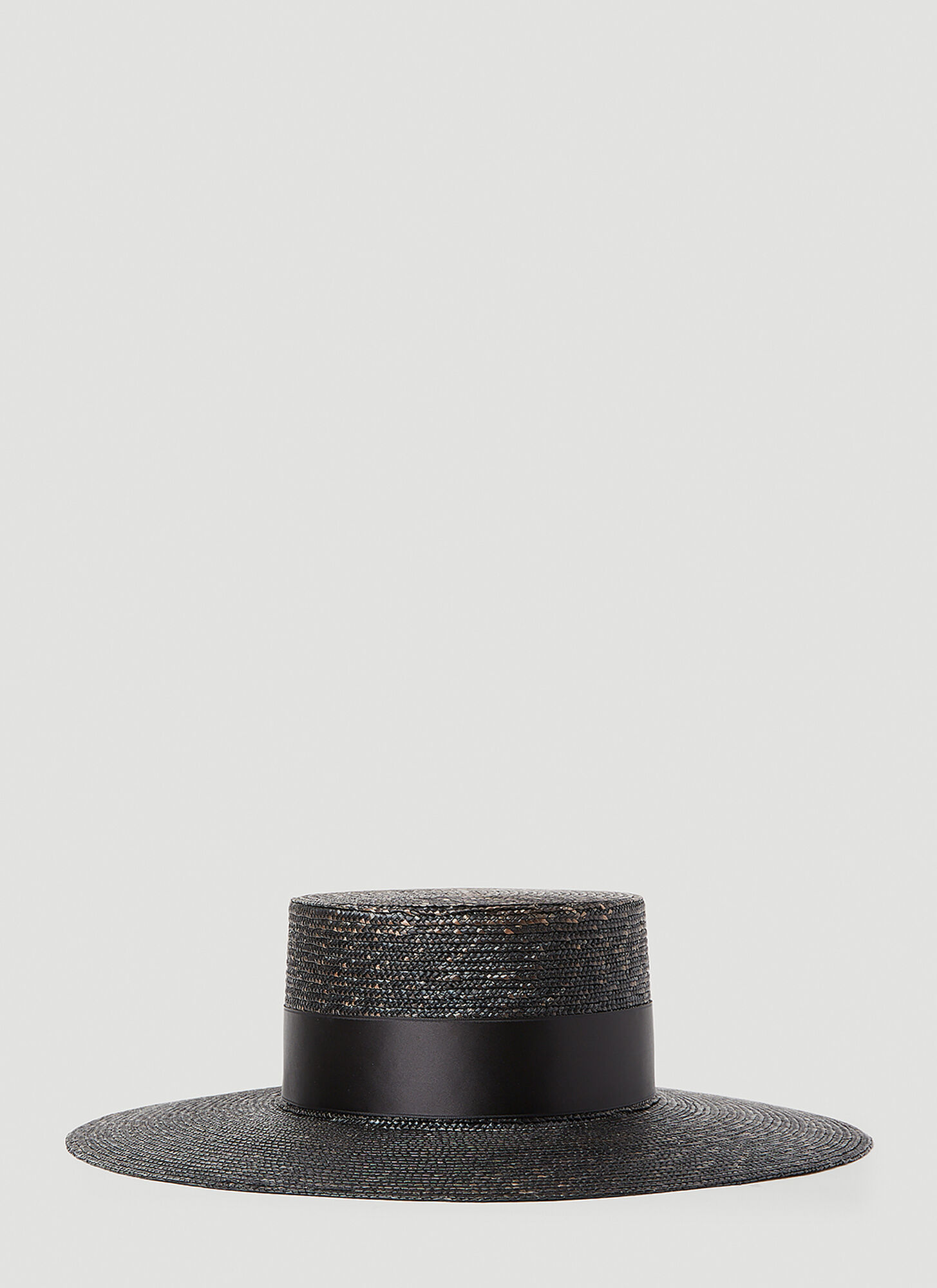 Gucci Black Woven Hat with Bow NWT Mia - Wide Brim Embroidered Stitched Band Boater Panama  main image 3